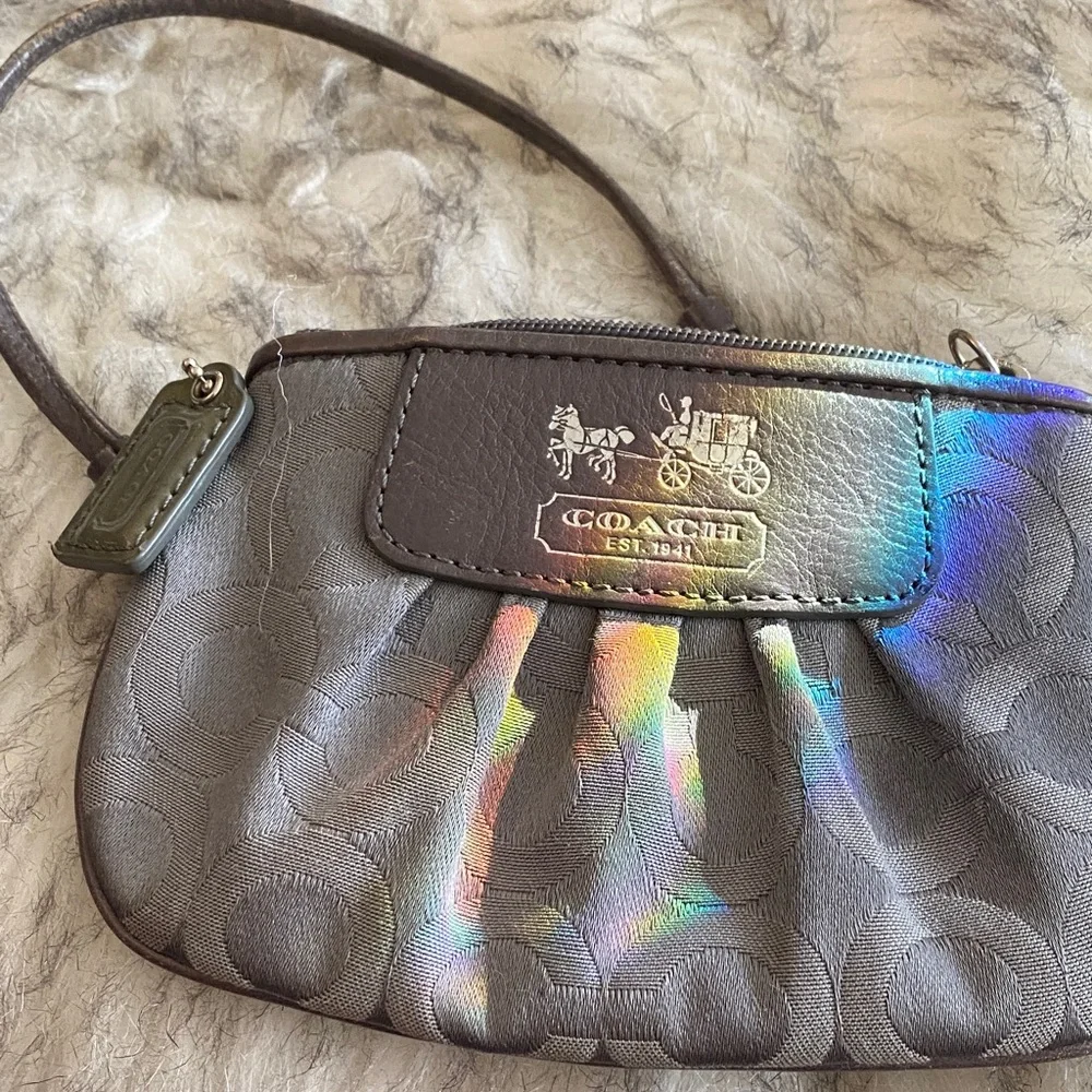 Coach Metallic Gray Wristlet